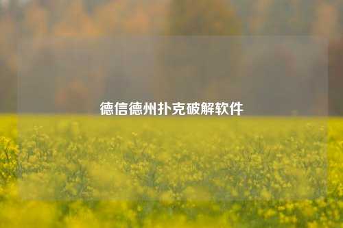德信德州扑克破解软件