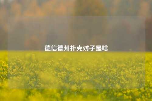 德信德州扑克对子是啥